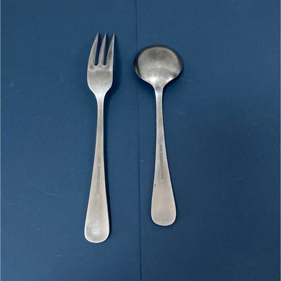 Vtg Rogers Jefferson  Manor Pattern Dinner Fork Round Soup Spoon Stainless Japan - Picture 3 of 8